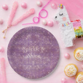 Girly Lila Glitzy Sparkle Pappteller (Party)