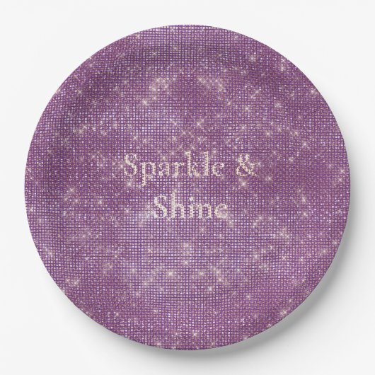 Girly Lila Glitzy Sparkle Pappteller (Vorderseite)