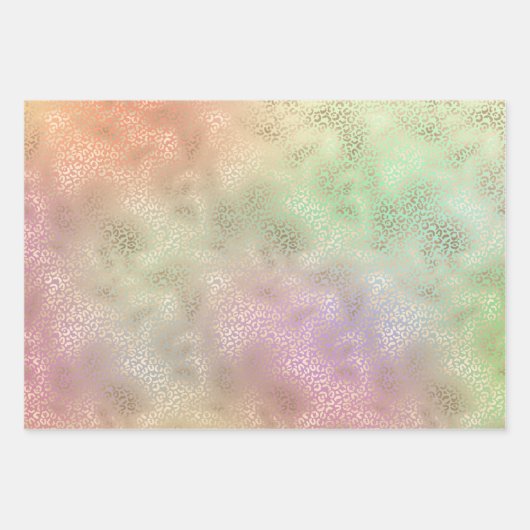 Girly Lila Gold Leopard Glitzer Hearts Geschenkpapier Set (Vorderseite)