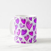 Girly Lila Hearts Niedlich Romantischer Valentinst Kaffeetasse (Vorderseite Links)