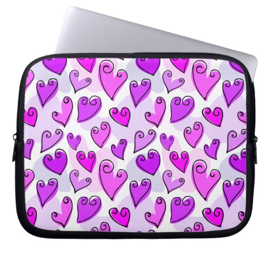 Girly Lila Hearts Niedlich Romantischer Valentinst Laptopschutzhülle (Vorderseite)