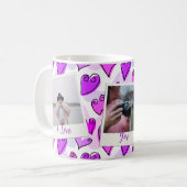 Girly Lila Hearts Niedlich Romantisches Valentinis Kaffeetasse (Vorderseite Links)