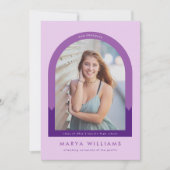 Girly Lila Lavender Foto Arch Graduation Party Einladung (Vorderseite)