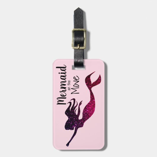 Girly lila Meerjungfrau | in Gepäckanhänger (Vorderseite vertikal)