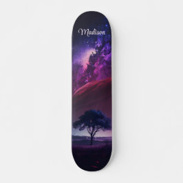 Girly Lila Midnight Sky Tree Individuelle Name Skateboard