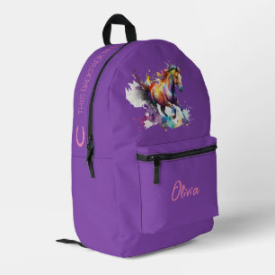 Girly Lila Personalisiert Horse Bedruckter Rucksack