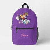 Girly Lila Personalisiert Horse Bedruckter Rucksack (Vorderseite)
