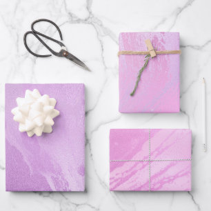 Girly Lila Pink Abstrakt Geschenkpapier Set