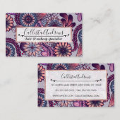 Girly Lila Pink Coral Blue Painted Floral Drawin Visitenkarte (Vorne/Hinten)