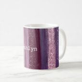 Girly Lila Pink Glitzy Glitzer Kaffeetasse (VorderseiteRechts)