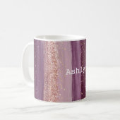 Girly Lila Pink Glitzy Glitzer Kaffeetasse (Vorderseite Links)