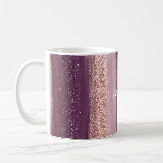 Girly Lila Pink Glitzy Glitzer Kaffeetasse (Links)