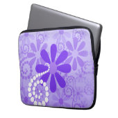 Girly lila Retro mit BlumenBlumen Laptopschutzhülle (Vorderseite Links)