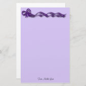 Girly Lila Ribbons Bows Briefpapier (Vorne/Hinten)