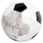 Girly lila rosa Glitzer funkeln personalisiert Fußball (Dreiviertel)