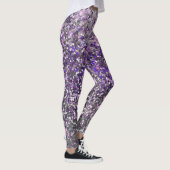 Girly Lila Silver Glitzer Sequin Confetti Leggings (Rechts)