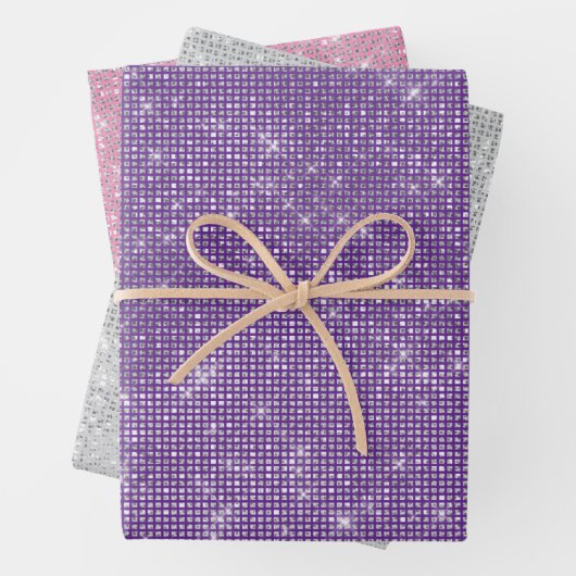 Girly Lila Silver Pink Glitzy Sparkle Geschenkpapier Set (Beispiel)