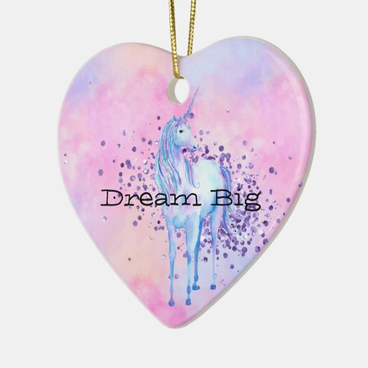 Girly Lila Sparkle Unicorn Keramik Ornament (Links)