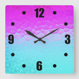 Girly lila Türkis Ombre Mosaik Bokeh Muster Quadratische Wanduhr
