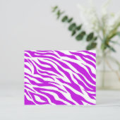 Girly Lila White Zebra Stripes Wild Animal Print Postkarte (Stehend Vorderseite)