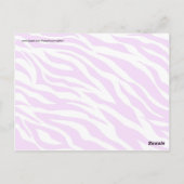 Girly Lila White Zebra Stripes Wild Animal Print Postkarte (Rückseite)