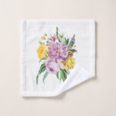 Girly Lila Yellow Chic floral Badhandtuch Set (Waschlappen)