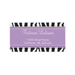 Girly lila Zebra-Druck-Adressen-Etikett Adressaufkleber