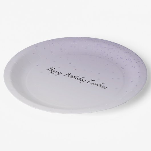 Girly Lilac Lila Confetti Glam Ombre Pappteller (Schrägansicht)