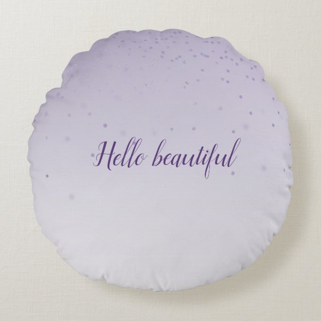 Girly Lilac Lila Confetti Glam Ombre Rundes Kissen (Vorderseite)
