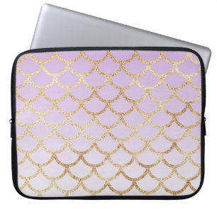 Girly Lilac Lila Gold Meerjungfrau Glitzer Glitzer Laptopschutzhülle