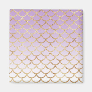 Girly Lilac Lila Gold Meerjungfrau Glitzer Glitzer Magnet