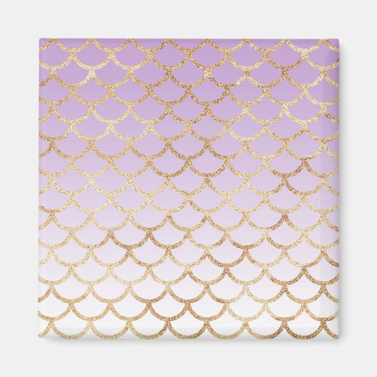 Girly Lilac Lila Gold Meerjungfrau Glitzer Glitzer Magnet (Vorne)