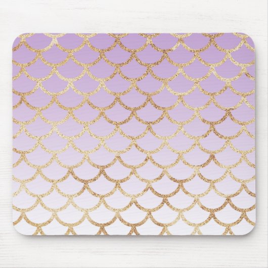 Girly Lilac Lila Gold Meerjungfrau Glitzer Glitzer Mousepad (Vorne)