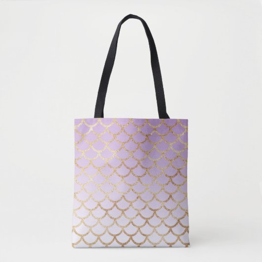 Girly Lilac Lila Gold Meerjungfrau Glitzer Glitzer Tasche (Vorderseite)