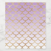 Girly Lilac Lila Gold Meerjungfrau Glitzer Glitzer Weinetikett (Einzelnes Label)