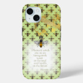 Girly Lime Green Gold Bee Grid Bible Queen Bee Case-Mate iPhone Hülle (Rückseite)