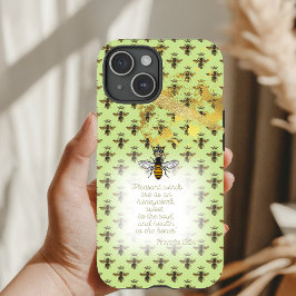 Girly Lime Green Gold Bee Grid Bible Queen Bee Case-Mate iPhone Hülle
