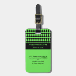 Girly Limone grüne schwarze Gepäckanhänger