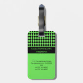 Girly Limone grüne schwarze Gepäckanhänger (Rückseite vertikal)