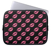 Girly Lippen Pink und Schwarz-Kuss-Muster Laptopschutzhülle (Vorderseite)