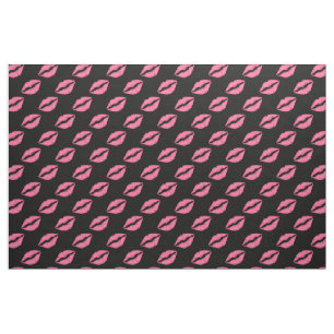 Girly Lippen Pink und Schwarz-Kuss-Muster Stoff
