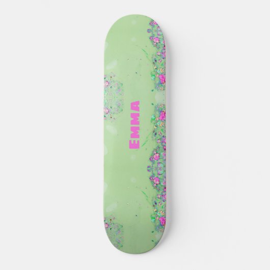 Girly Liquide farbiger Glitzer mit Namen Skateboard (Vorderseite)