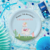 Girly Llama Floral Cactus Birthday Party Pappteller (Party)