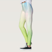 Girly Long vertikale Streifen grün und blau Leggings (Links)