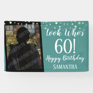 Girly Look Who's 60 Confetti Geburtstag Banner