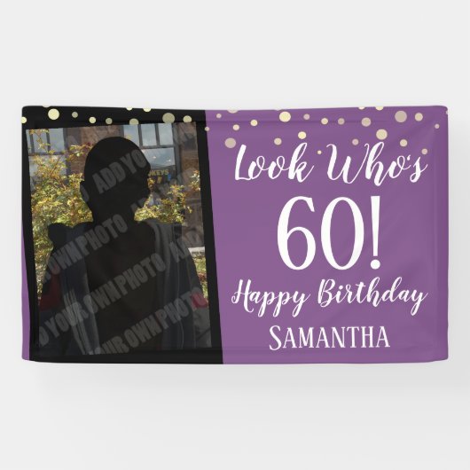 Girly Look Who's 60 Confetti Geburtstag Banner (Horizontal)