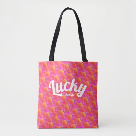 Girly Lucky Pink Clover St Patrick Irish Pattern Tasche (Vorderseite)