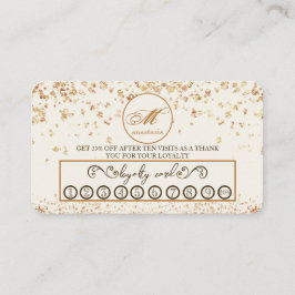 Girly Luxury Gold Glittery Monogram Beauty Salon Treuekarte