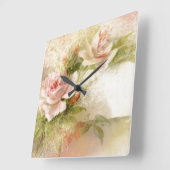 Girly Mädchen des Rosenblumenmusters Quadratische Wanduhr (Winkel)