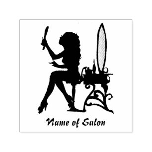 Girly Mädchen-Frauen-Silhouette-Haar und Permastempel